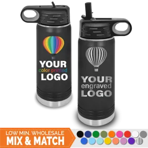 20 oz Insulated Sport Water Bottle -Mix & Match- Bulk Wholesale Personalized Engraved or Full Color Print Logo