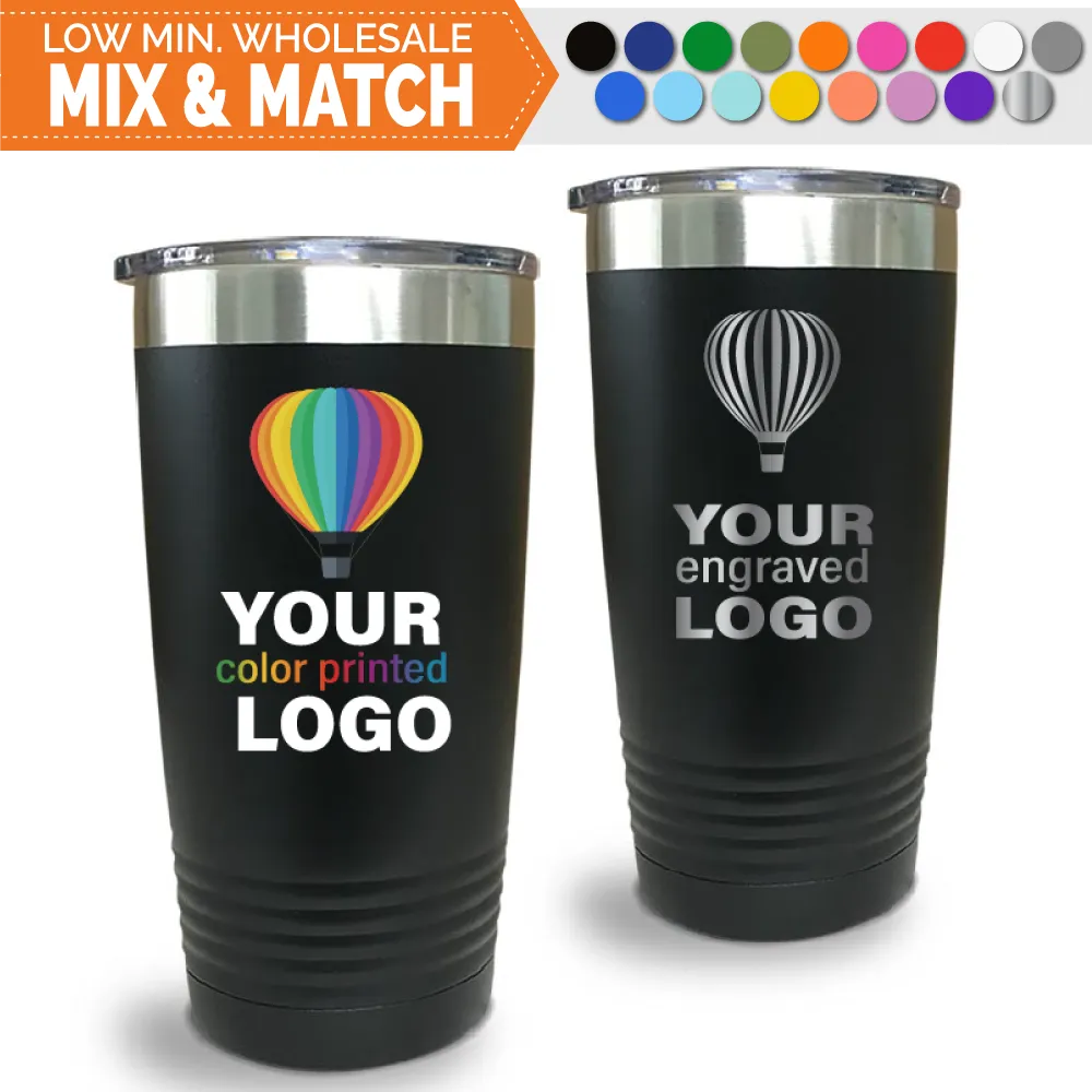 20 oz Promo Tumblers -Mix & Match- Bulk Wholesale Personalized Engraved or Full Color Print Logo