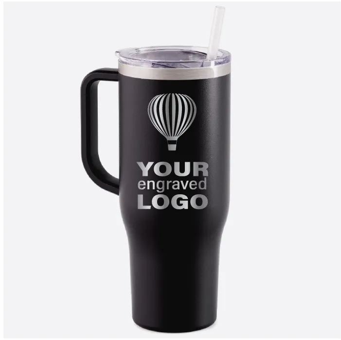 40 oz Handled Straw Lid Tumblers -Mix & Match- Bulk Wholesale Personalized Engraved or Full Color Print Logo