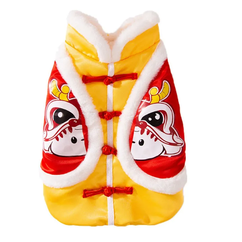 Autumn and winter Corgi New Year Tang suit for small and medium-sized dogs Dachshund two-legged warm cotton coat bench dog pet dog clothes