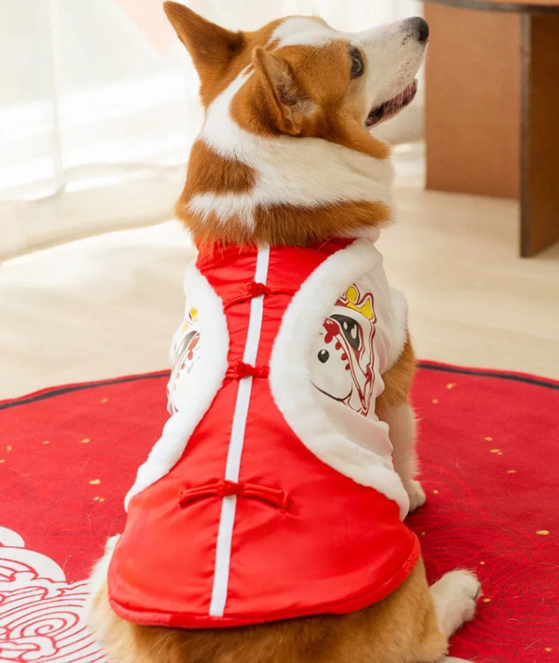 Autumn and winter Corgi New Year Tang suit for small and medium-sized dogs Dachshund two-legged warm cotton coat bench dog pet dog clothes