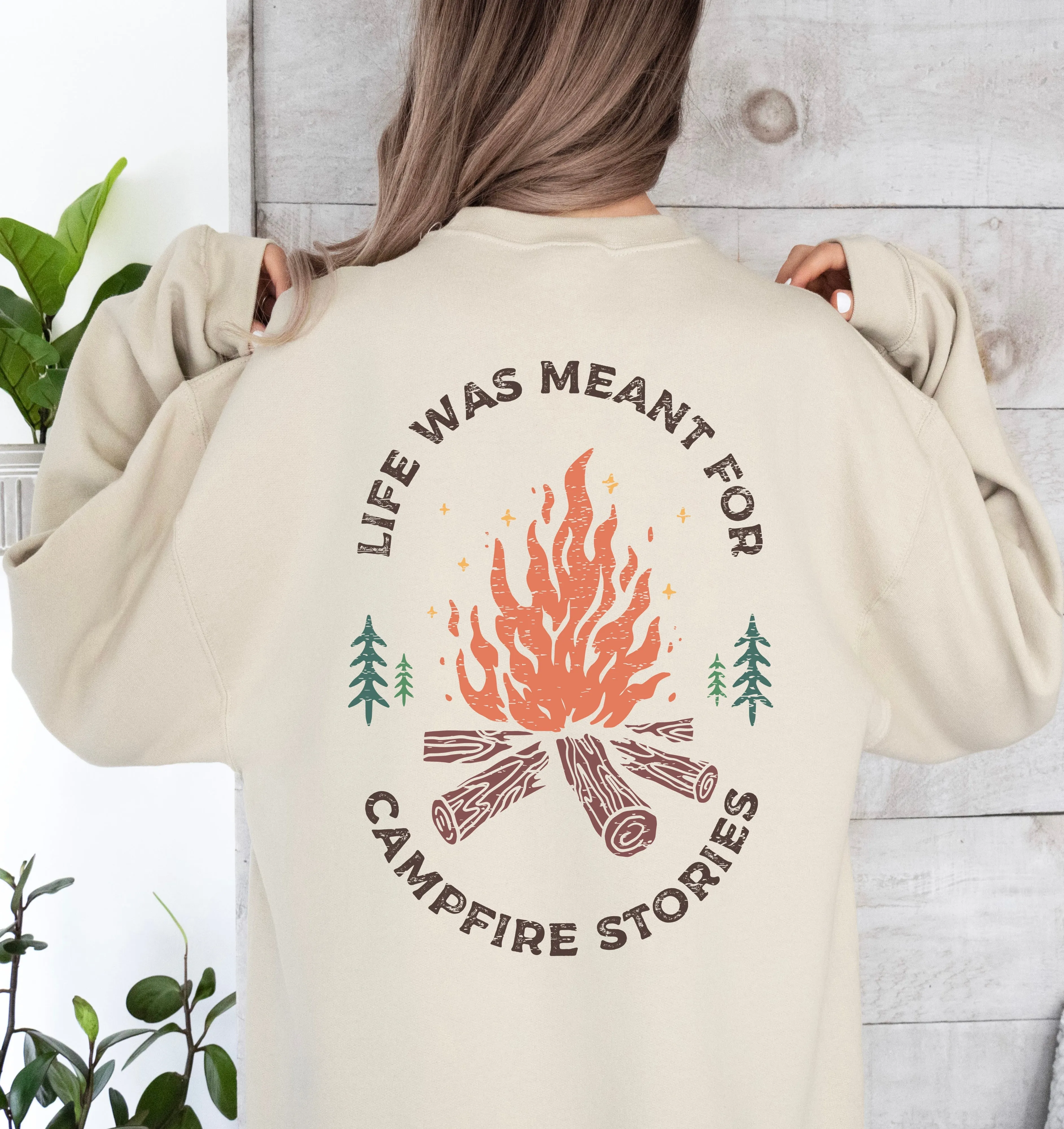 Campfire Stories Hoodie, Pullover, or Tee in Tan