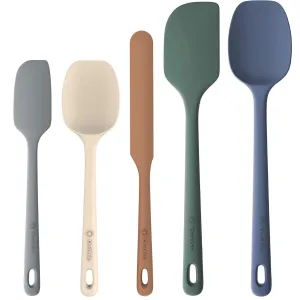 ChefAide 5 Pieces Silicone Spatula Set, Food Grade Rubber Spatula, Upgrade Strong Handle with Ergonomic Grip, Heat Resistant Up to 600F for Nonstick Cookware, Cooking