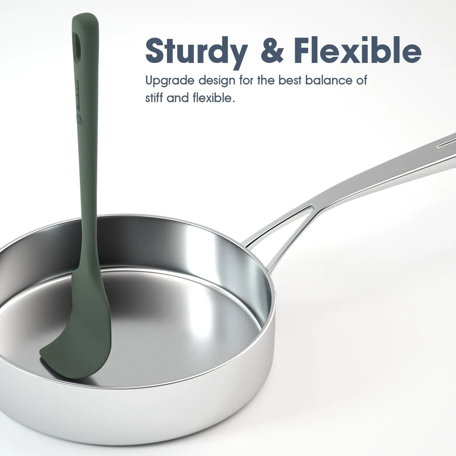 ChefAide 5 Pieces Silicone Spatula Set, Food Grade Rubber Spatula, Upgrade Strong Handle with Ergonomic Grip, Heat Resistant Up to 600F for Nonstick Cookware, Cooking