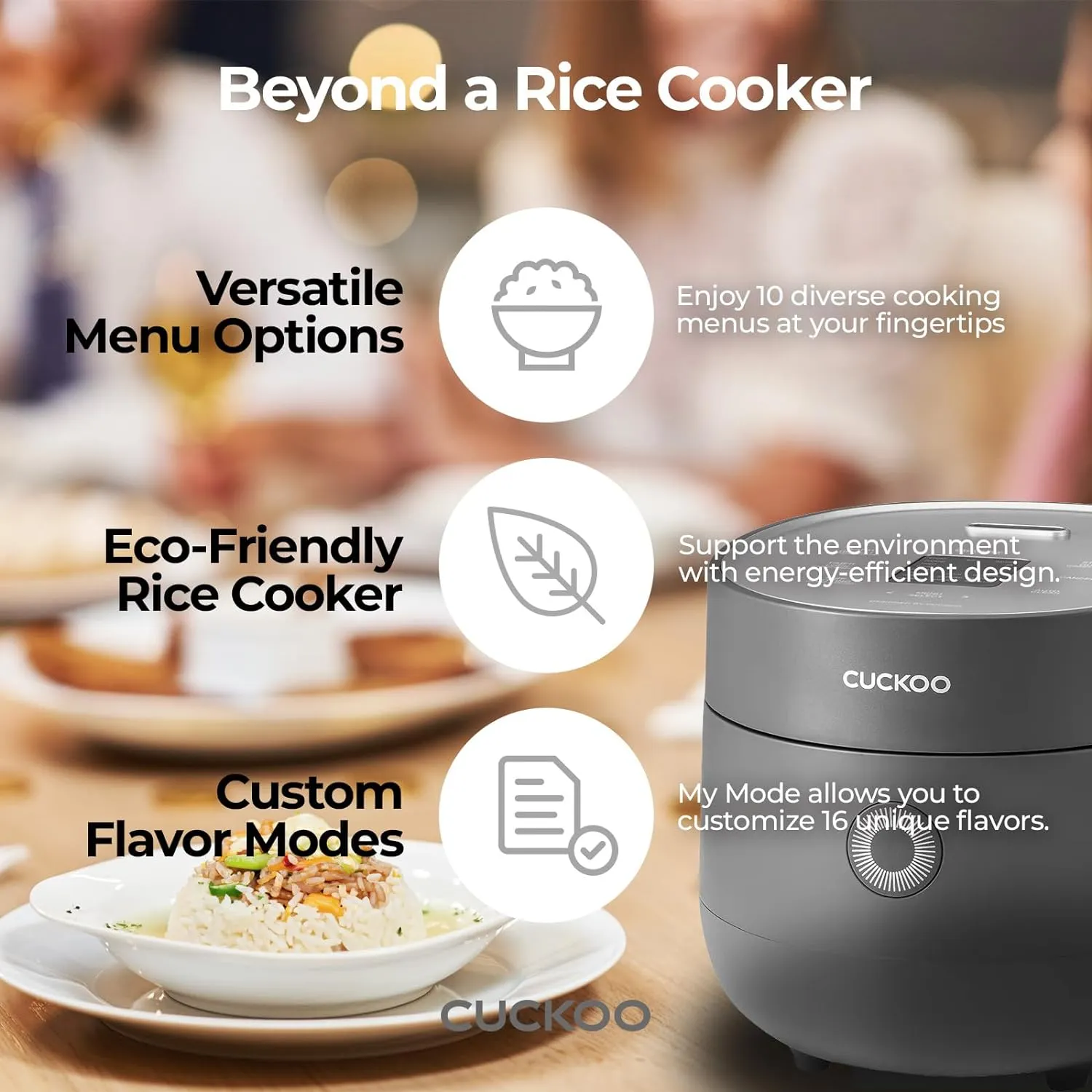 Cuckoo CR-0375F Micom Small Rice Cooker with 10 Menu Options