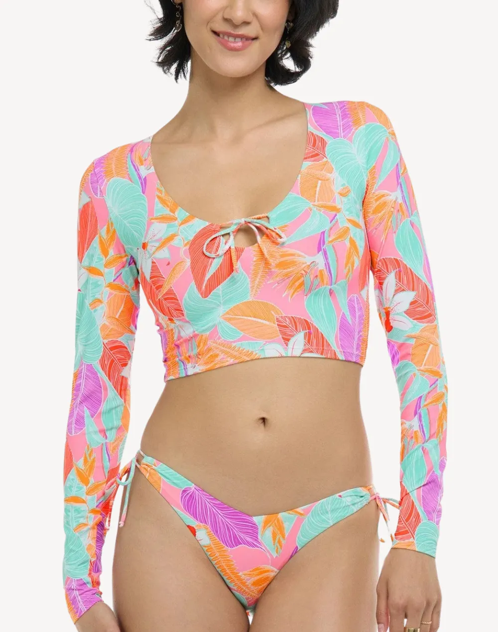 Flora Aurora Long Sleeve Crop Bikini Top