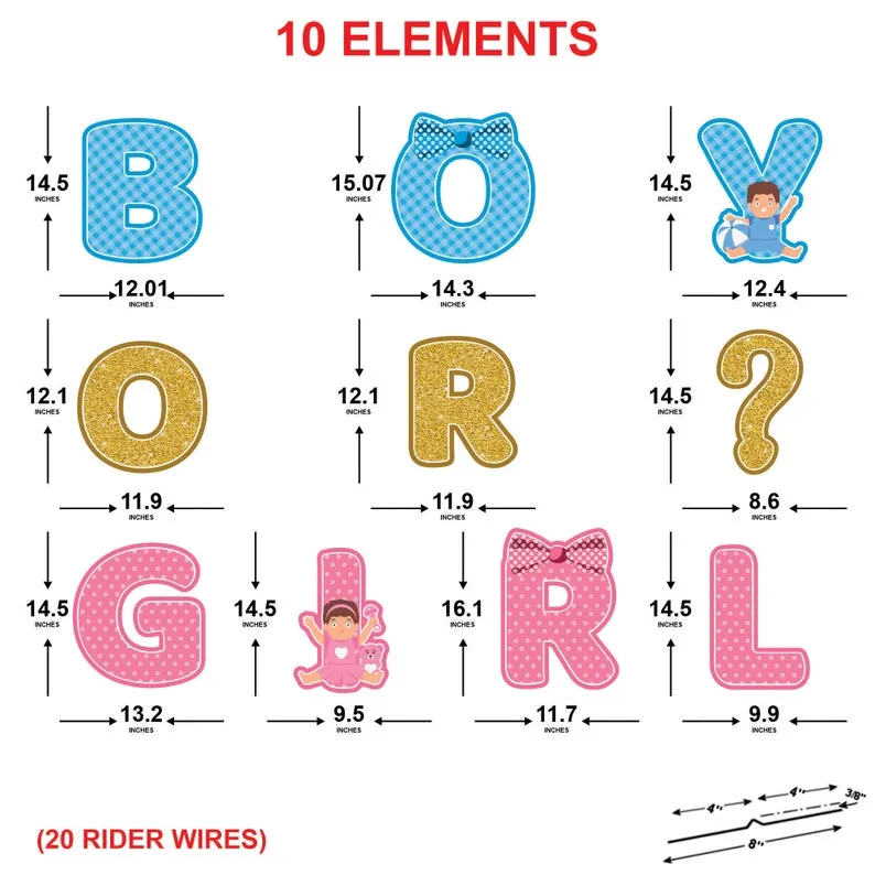 Gender Reveal Party Yard Sign Letters - Boy or Girl Yard Cutout