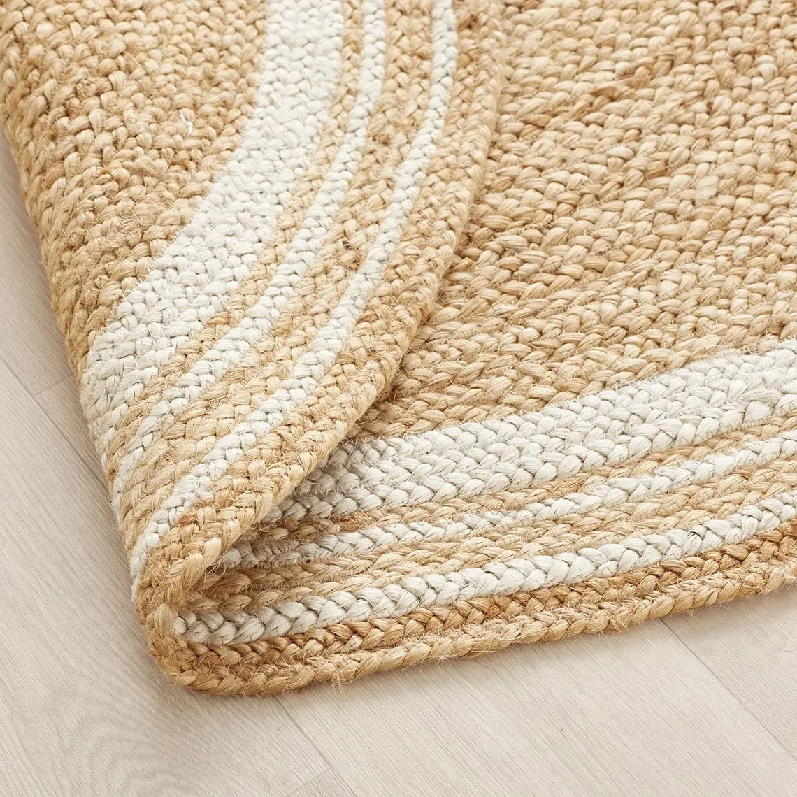 Habere India-All the Cultures Fabricating India Jute Carpet for Living Room, Jute Round Floor Mat, Rugs for Living Room, Jute Centre Table Carpet (Jute   White (Round), Round_3*3 FT)