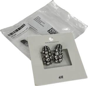 H&M Metallic Rhinestone-embellished Dome Earrings One Size