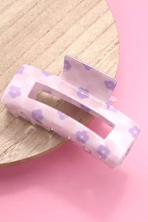 Lavender Daisy Checker Hair Claw Clips
