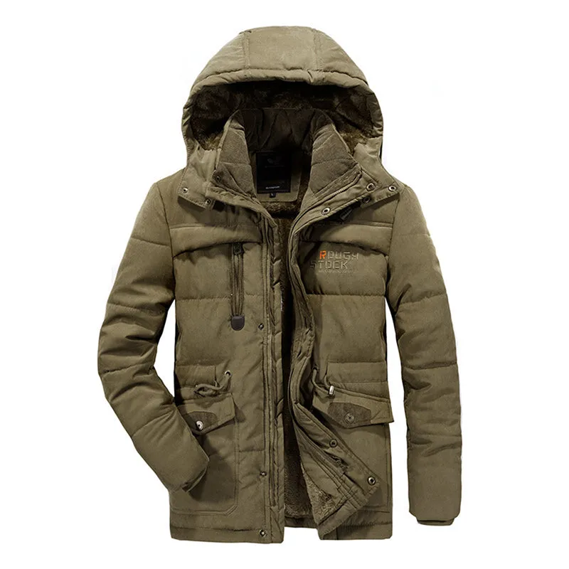 Mens Thick Multi Pockets Windproof Detachable Hooded Jacket