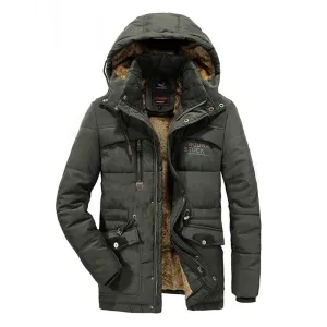 Mens Thick Multi Pockets Windproof Detachable Hooded Jacket