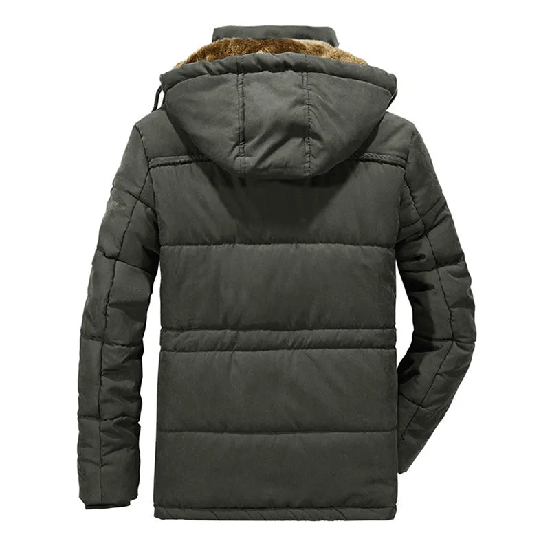 Mens Thick Multi Pockets Windproof Detachable Hooded Jacket