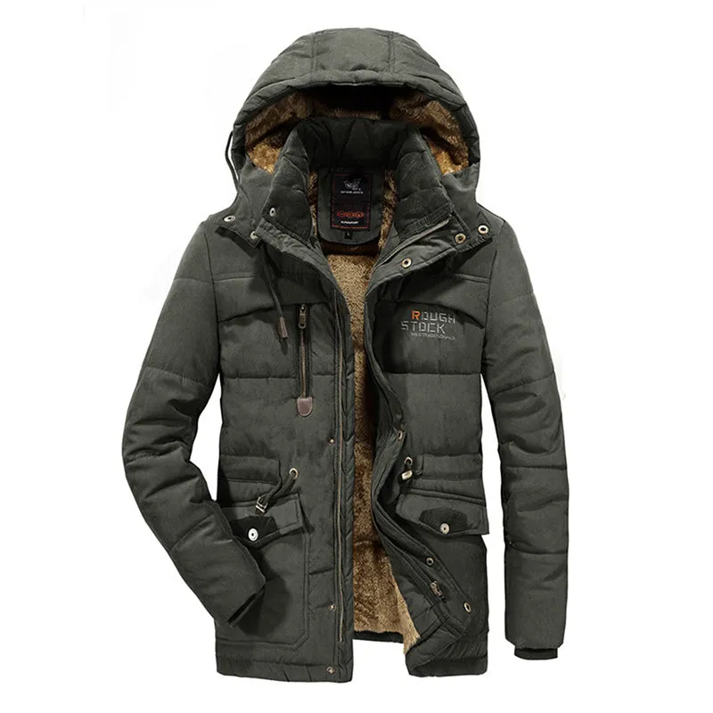 Mens Thick Multi Pockets Windproof Detachable Hooded Jacket