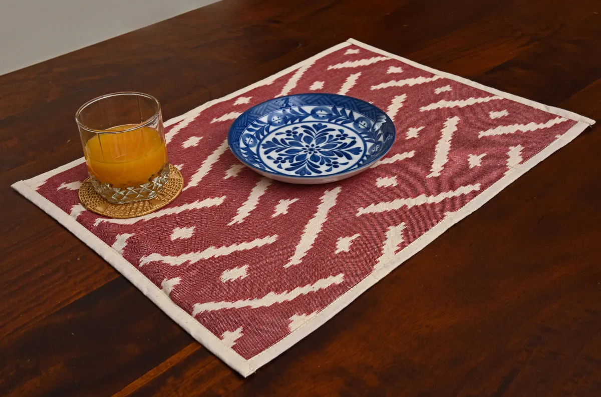 Placemat In Cotton Ikat - Blue (Set Of 2)