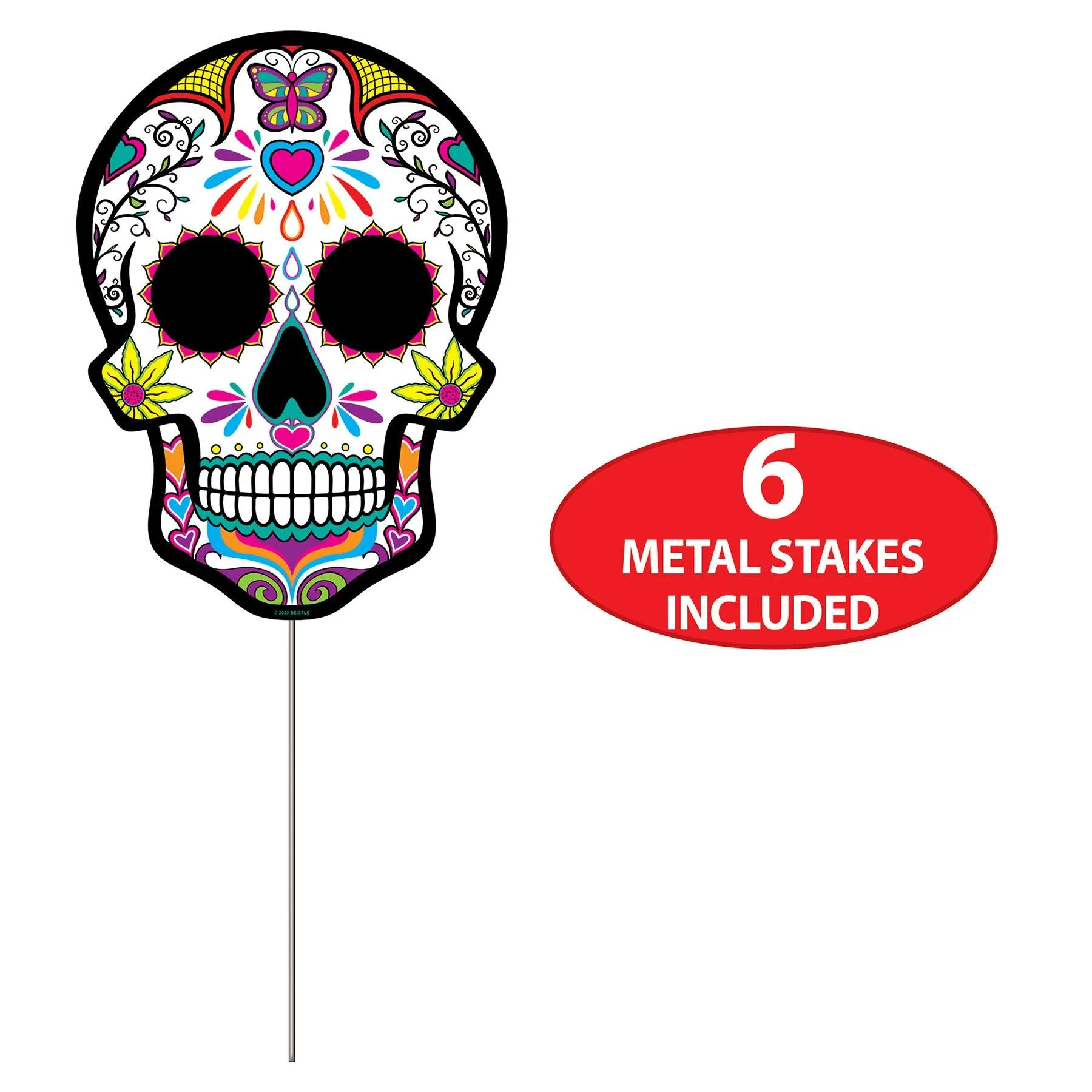 Plastic Day Of The Dead Sugar Skull Yard Signs (6 per Package)