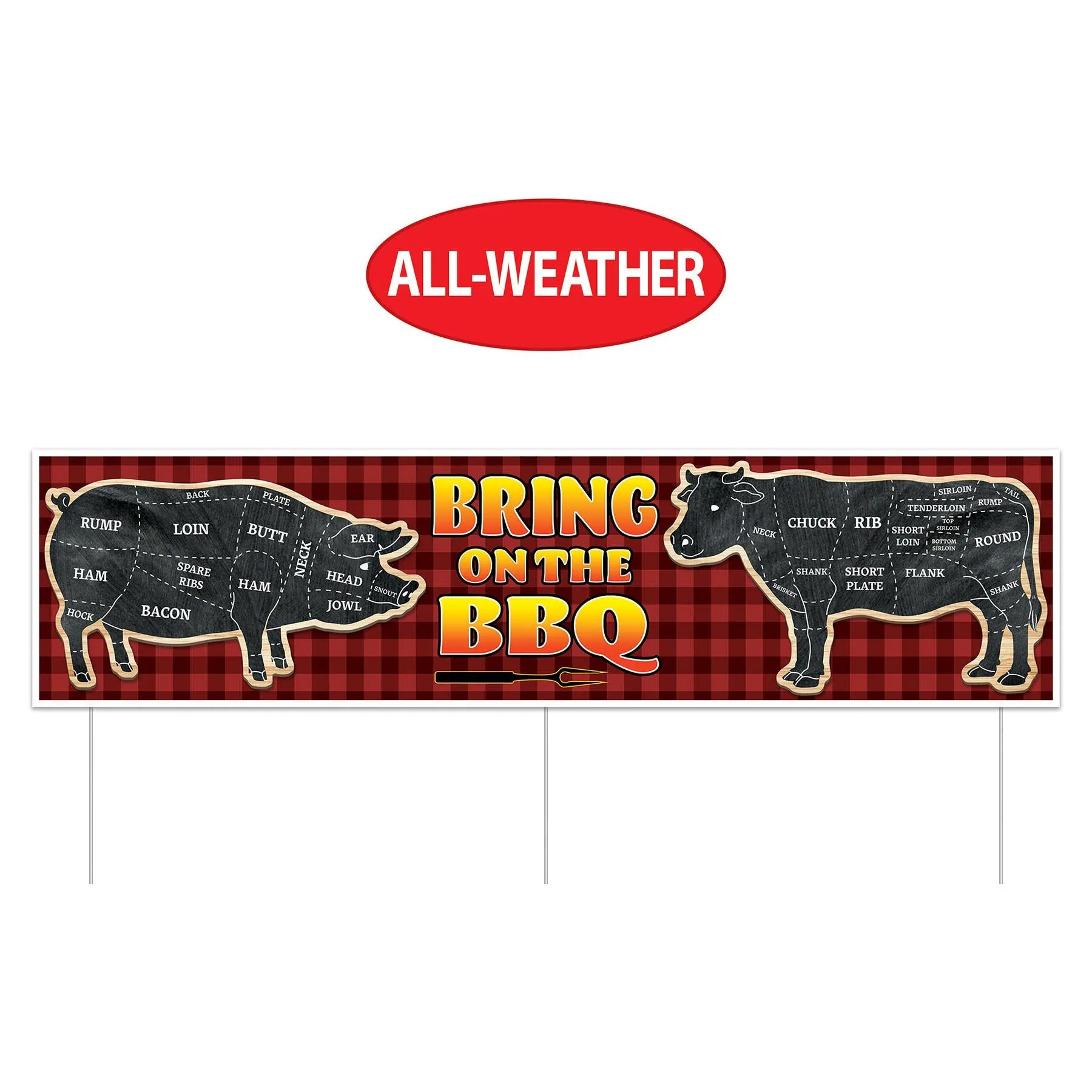 Plastic Jumbo Bring On The BBQ Party Yard Sign
