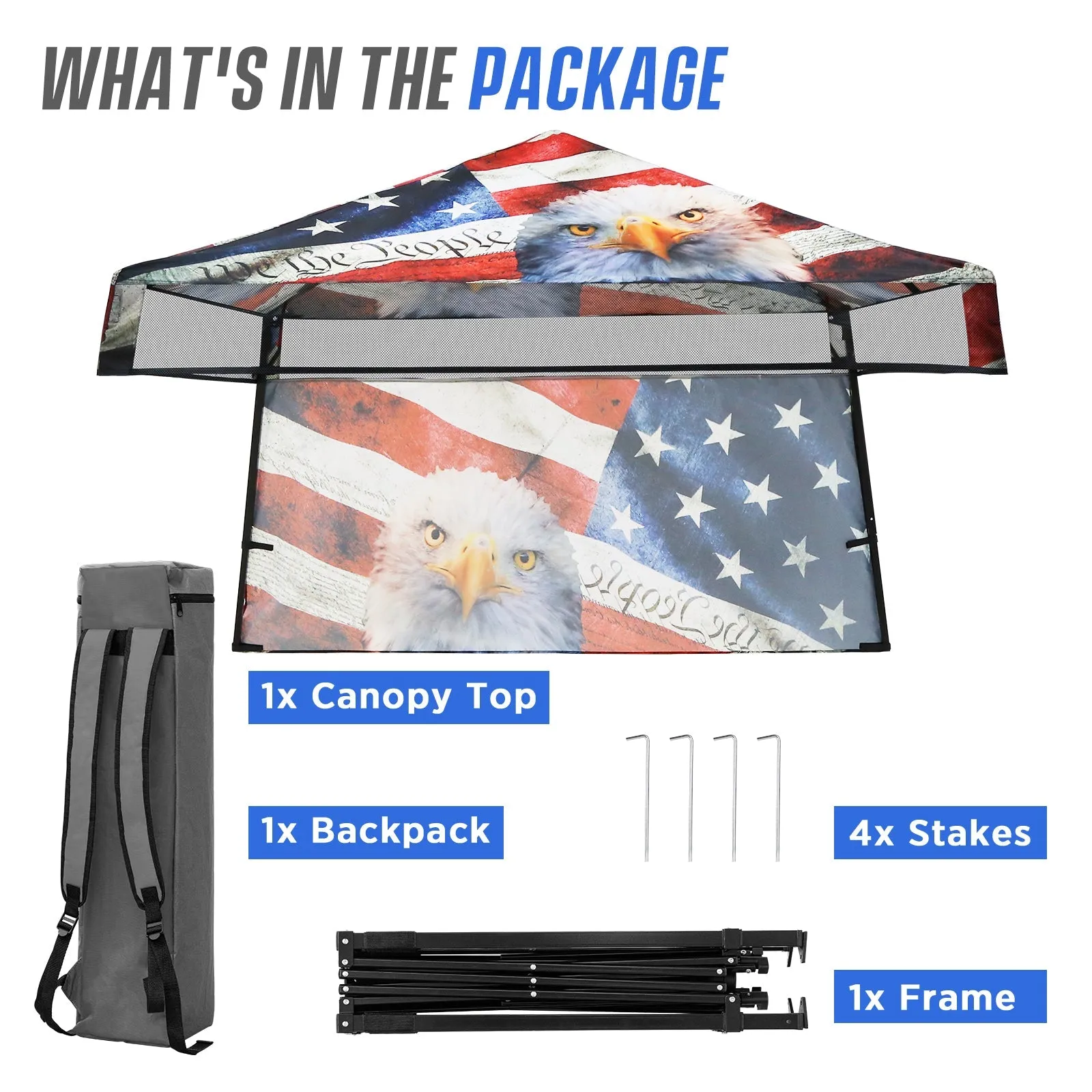 SHADE GRAPHiX Day Tripper 8x8 Pop Up Canopy Tent with Digital Printed TopAmerican Icon