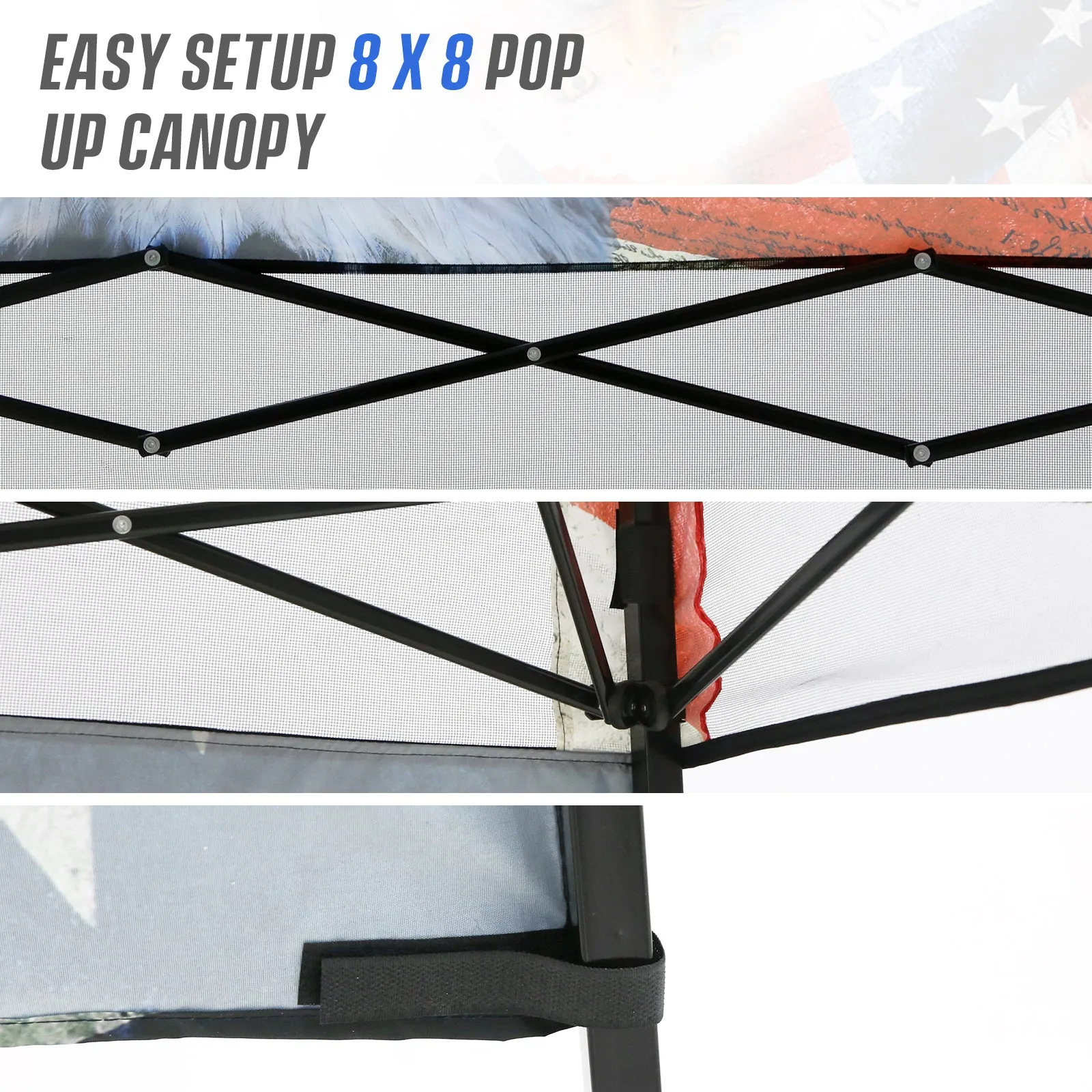 SHADE GRAPHiX Day Tripper 8x8 Pop Up Canopy Tent with Digital Printed TopAmerican Icon