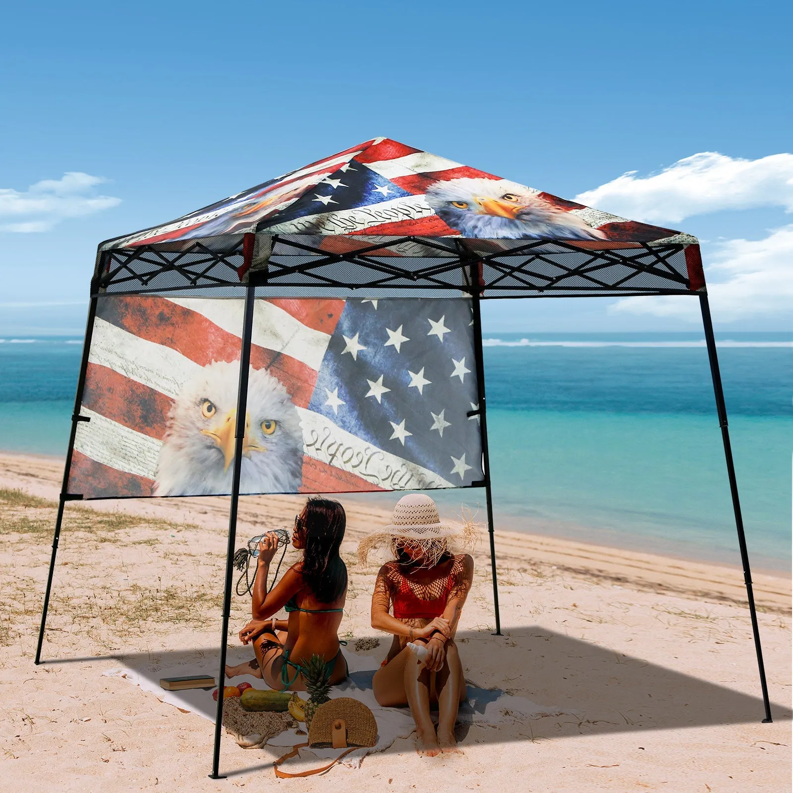 SHADE GRAPHiX Day Tripper 8x8 Pop Up Canopy Tent with Digital Printed TopAmerican Icon