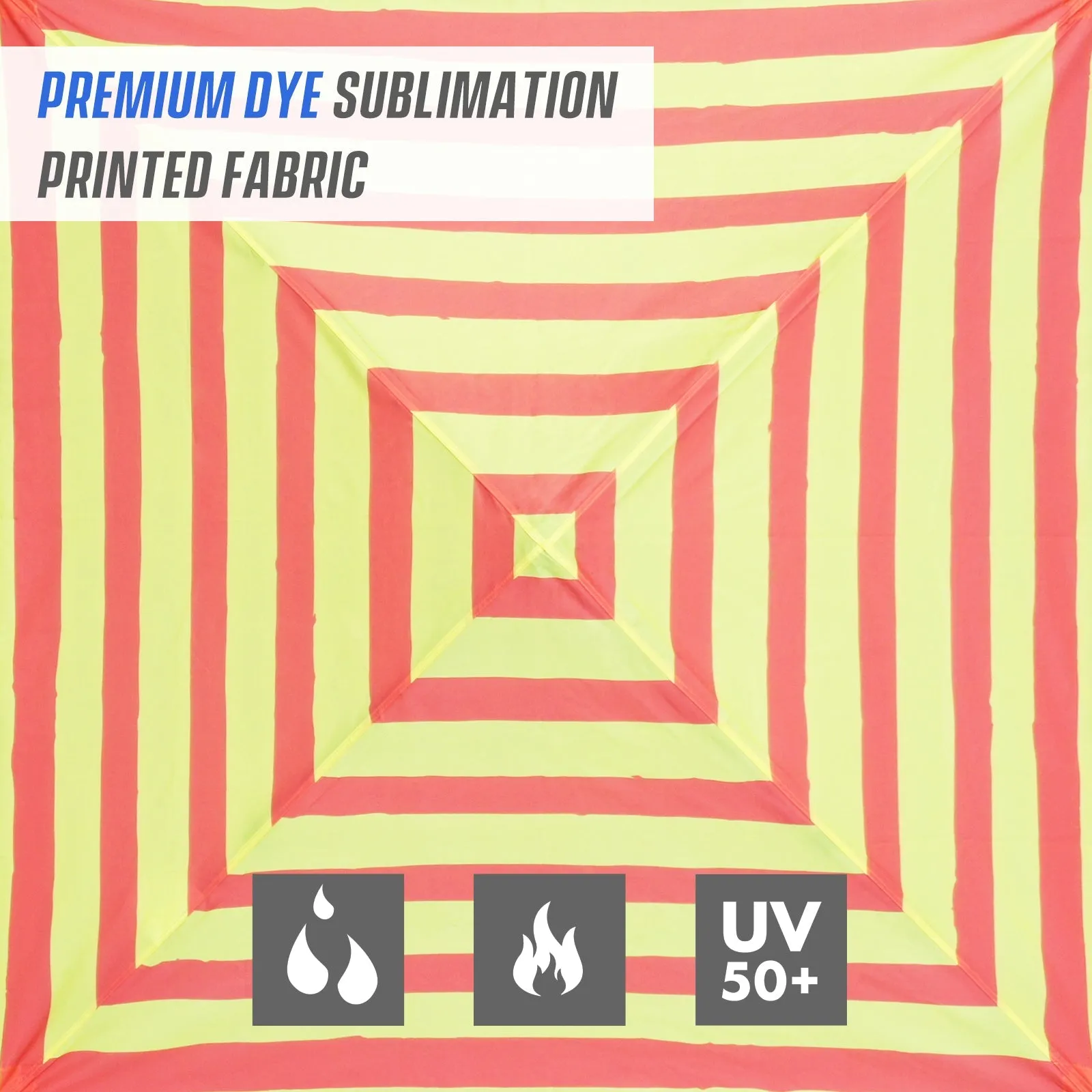 SHADE GRAPHiX Day Tripper 8x8 Pop Up Canopy Tent with Digital Printed Top,Orange Yellow Stripe