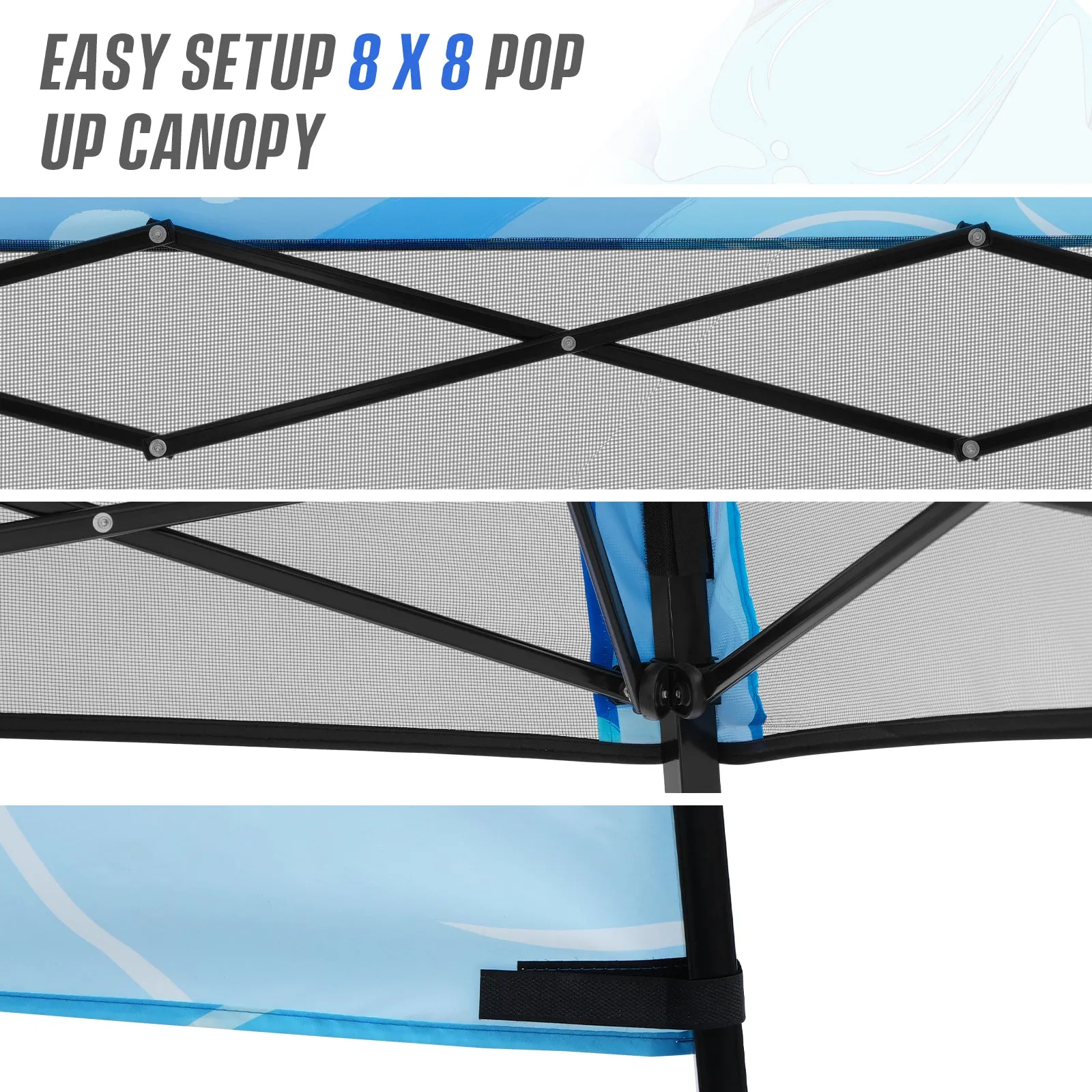 SHADE GRAPHiX Day Tripper 8x8 Pop Up Canopy Tent with Digital PrintedTopBlue Abstract