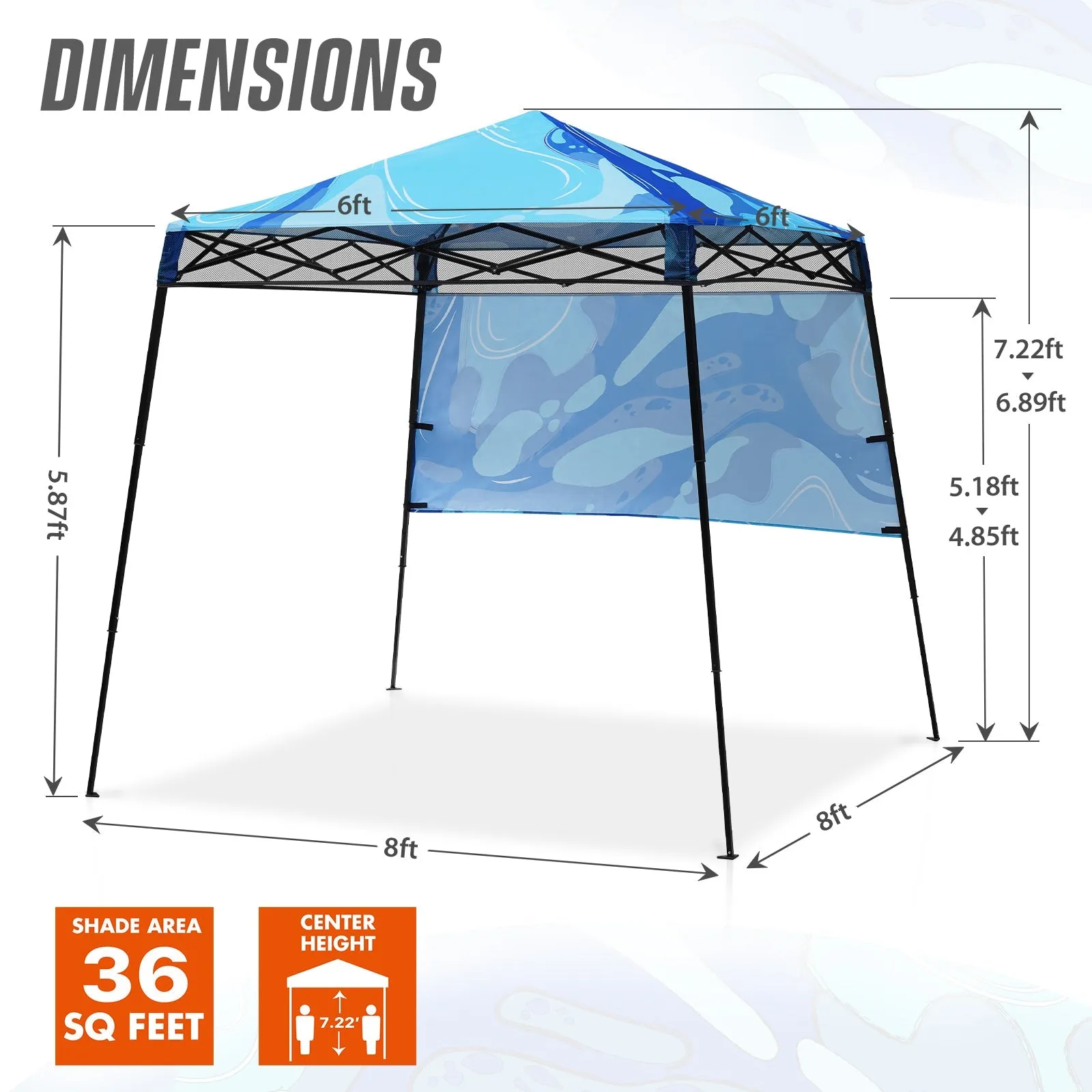 SHADE GRAPHiX Day Tripper 8x8 Pop Up Canopy Tent with Digital PrintedTopBlue Abstract