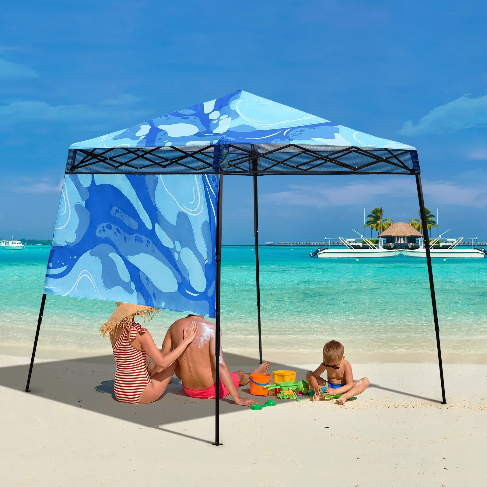 SHADE GRAPHiX Day Tripper 8x8 Pop Up Canopy Tent with Digital PrintedTopBlue Abstract
