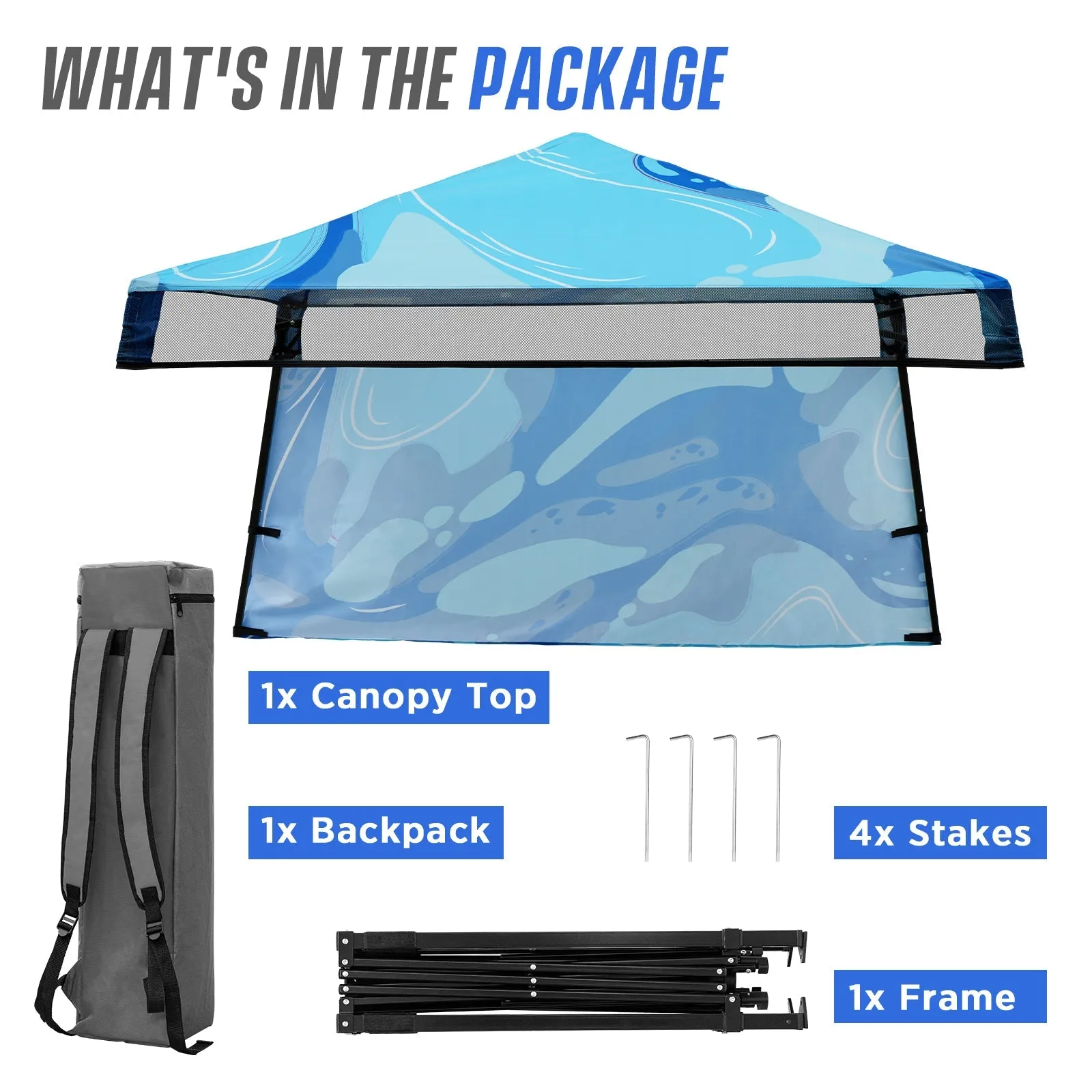 SHADE GRAPHiX Day Tripper 8x8 Pop Up Canopy Tent with Digital PrintedTopBlue Abstract