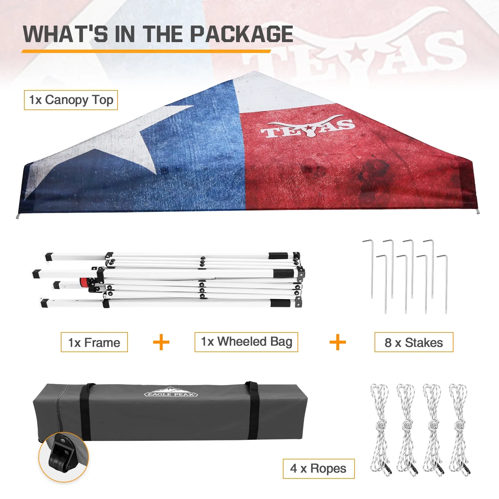 SHADE GRAPHiX Slant Leg 10x10 Pop Up Canopy Tent, 10x10 Base 8x8 Top (Texas Pride)