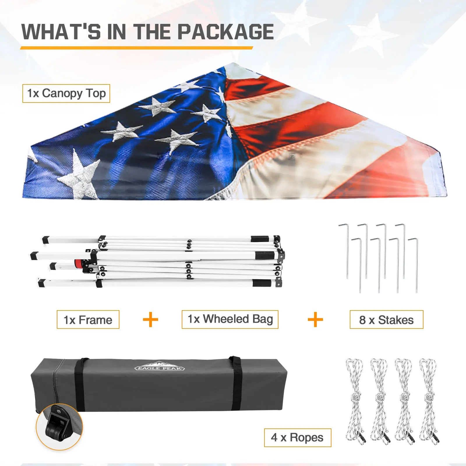 Slant Leg Pop up Canopy Tent,10x10 Base 8x8 Top (Stars and Stripes)